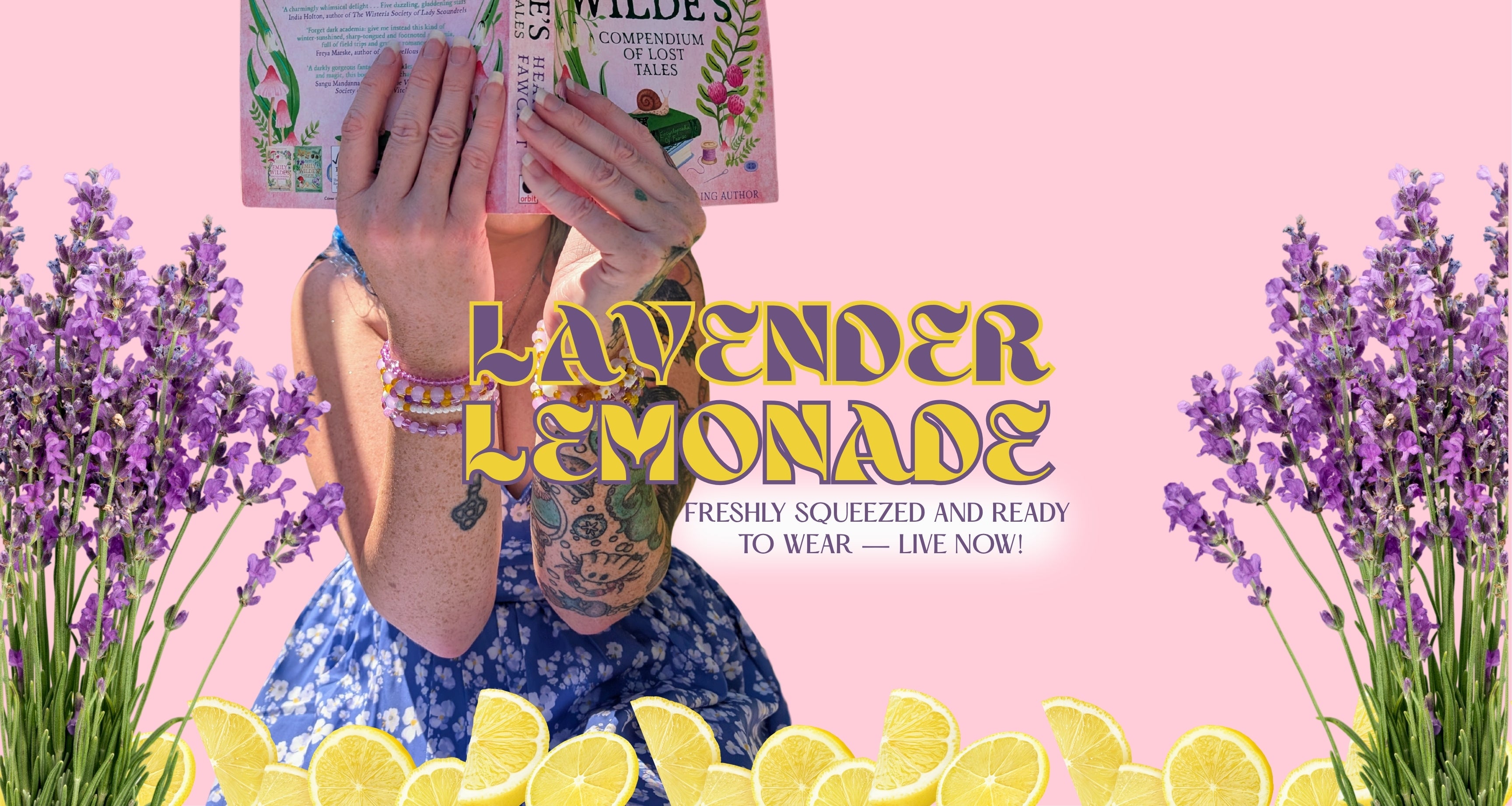 A playful promo for Gold Coast handmade jewellery brand Velveteen Sunshine, featuring whimsical elastic beaded bracelets, lavender, lemons, and dopamine jewellery vibes.
